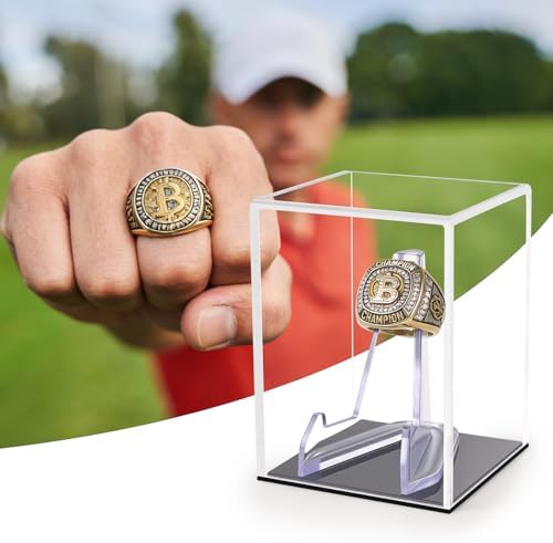 Hooqict Championship Ring Display Case Clear Acrylic Ring Case Display Box UV - Image 4