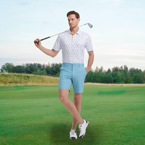 M MAELREG Mens Golf Shirt Short Sleeve Dry Fit Print Moisture Wicking - Image 2