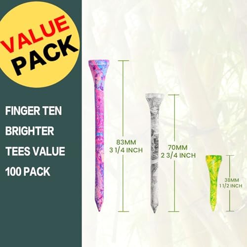 FINGER TEN Stylish Golf Tees Wood 100 Pack - Image 2