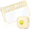 BuyCard 2 Pcs Preppy Patch Clear Mama Bag, Women Chenille Letter Makeup by BuyCard
