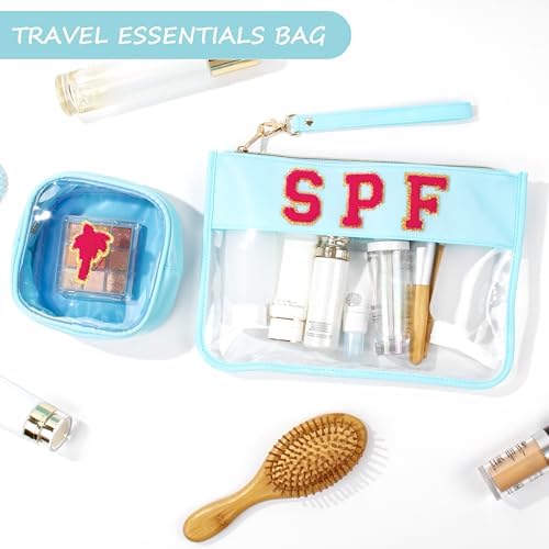 BuyCard Preppy Chenille Letter Patch SPF Clear Cosmetic Bag - Image 5