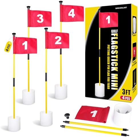 2 or 4 Set 3Ft Golf Flagstick Mini Putting Green Pin Flag by BIRDIEBLAST