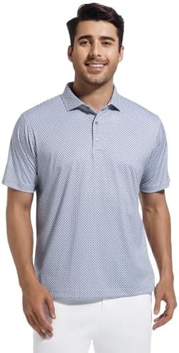 Alex Vando Mens Golf Shirt Moisture Wicking Classic Print Golf Shirts - Image 2