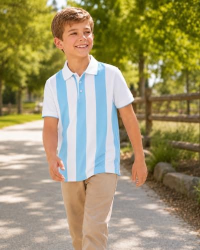 Boys Golf Polo Shirts Short Sleeve Color Contrast 5-14Y - Image 6
