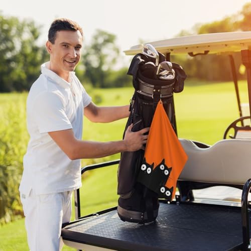 Black Cat Golf Towel Microfiber - Image 6