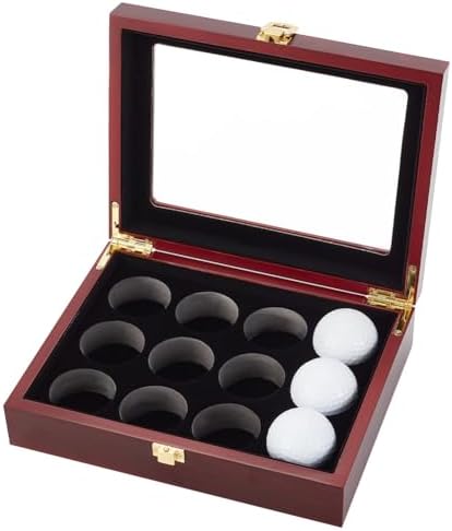 OLYCRAFT Golf Ball Display Case 12-Hole Wooden Display Box by OLYCRAFT