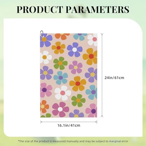 Cute Floral Golf Towel, Funny Colorful Flowers Printed Golf Towel - Image 6