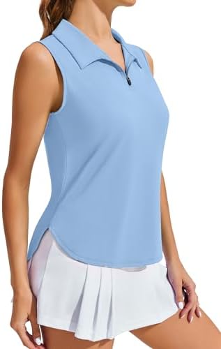 PINSPARK Golf Shirts for Women Sleeveless 1/4 Zip Tennis Polo by Pinspark