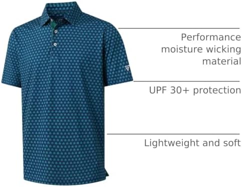 M MAELREG Mens Golf Shirt Short Sleeve Dry Fit Print Moisture Wicking - Image 4