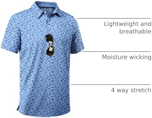 ZITY Men's Golf Shirts Short Sleeve Print Patterns Casual Collared Polo - Image 4