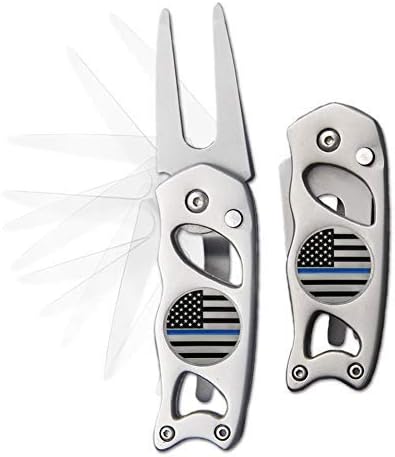 Thin Blue Line Steel Switchblade Golf Divot Repair Tool by IndianaMetalCraft