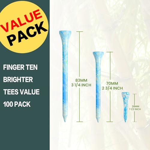FINGER TEN Stylish Golf Tees Wood 100 Pack - Image 2