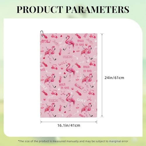 Funny Golf Towel, Cute Pink Flamingo Hole in One Pattern Golf Towel - Image 6