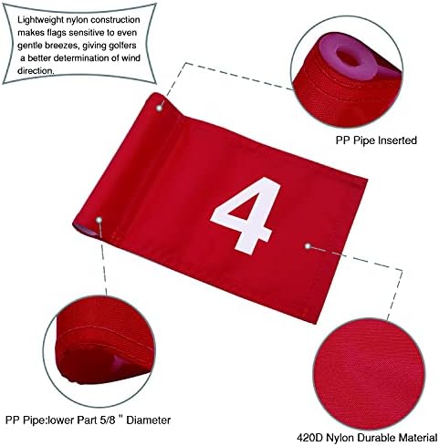 Numbered Solid Golf Flag with Tube Inserted, 8” L x 6”H Mini Putting Green Flags - Image 2