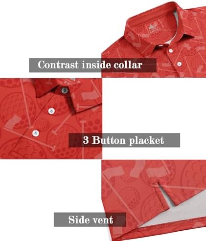 ZITY Men's Golf Shirts Short Sleeve Print Patterns Casual Collared Polo - Image 3