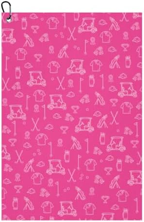Hot Pink Golf Towel with Carabiner Clip by Unknown