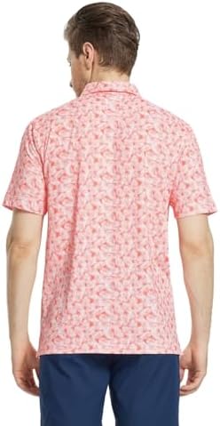 M MAELREG Mens Golf Shirt Short Sleeve Dry Fit Print Moisture Wicking - Image 5