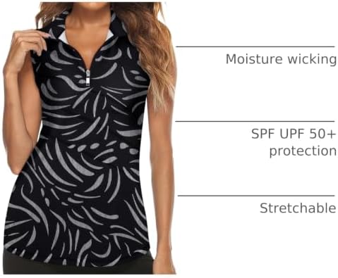 Tanst Sky Women's Sleeveless Golf Polo Shirts Quarter Zip Workout Tank Top - Image 4