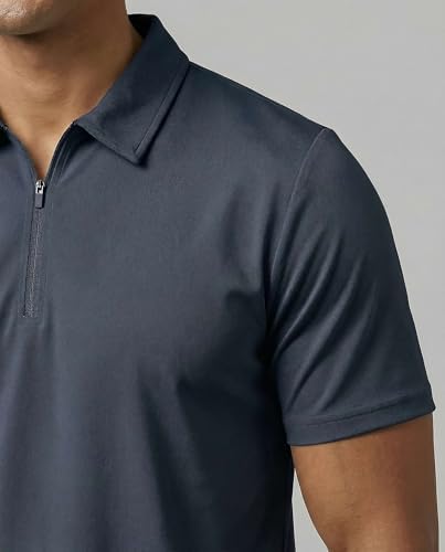 3 Pack Mens Dry Fit Polo Shirts Quarter Zip Short Sleeve Collared Tees Work - Image 4