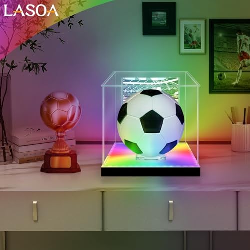 LASOA Soccer Display Case with RGBW LED Light, Self-Assembly Acrylic Display Box - Image 2