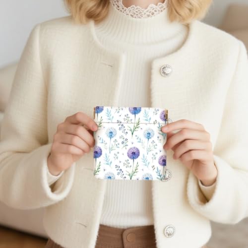 Peacoblue Dandelion Coin Purse, PU Leather Squeeze Pouch 4PCS - Image 6