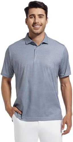 Alex Vando Mens Golf Shirt Moisture Wicking Classic Print Golf Shirts - Image 2