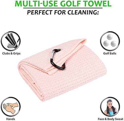 Golf Towel & Groove Cleaner Brush Kit, Tri-Fold Microfiber Waffle - Image 2