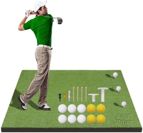 5x4ft Golf Hitting Mat with 10 Balls, 9 Tees by DomivansHouseholdGoodsMall