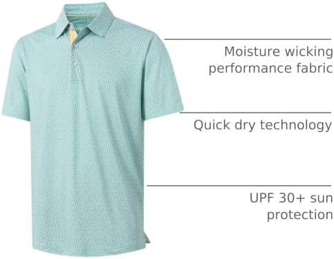 M MAELREG Mens Golf Shirt Short Sleeve Dry Fit Print Moisture Wicking - Image 4