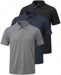 3 Pack Mens Dry Fit Polo Shirts Quarter Zip Short Sleeve Collared Tees Work by RealEssentials