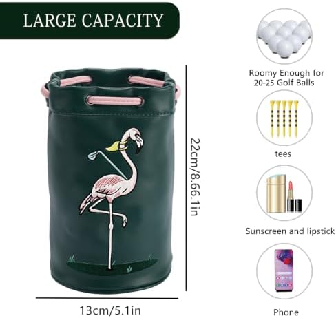 Golf Valuables Pouch with Embroidery, Leather Drawstring Golf Tee Ball Bag - Image 5