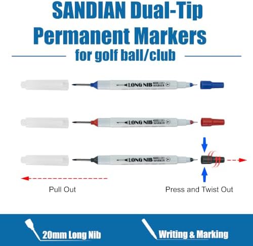 SANDIAN, 6 Pack, Golf Ball Aignment Lines Integrated Permanent Markers - Image 6