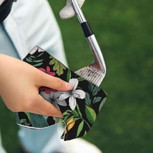 Tropical Floral Golf Towel, Hawaiian Botanical Flower Printed Golf Towel - Image 3