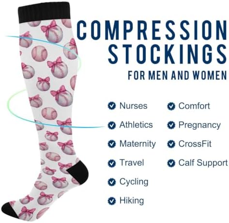 White Baseballs Stitching Compression Sock - Image 5
