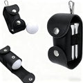 Black Leather Golf Ball Pouch by Unknown