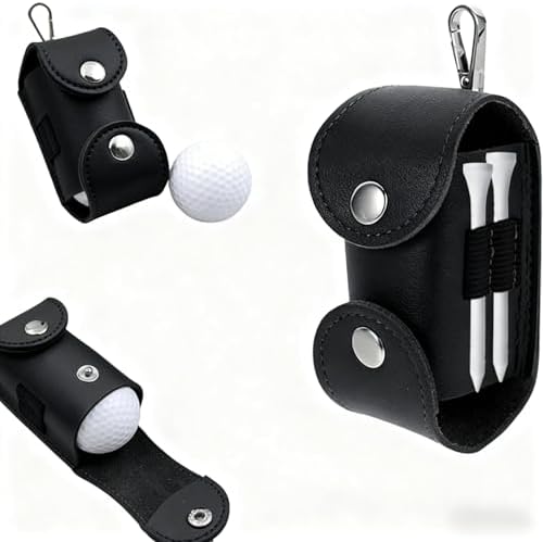 Black Leather Golf Ball Pouch by Unknown