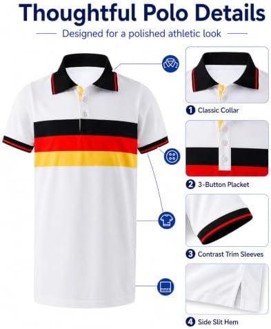 Boys Golf Polo Shirts Short Sleeve Color Contrast 5-14Y - Image 5