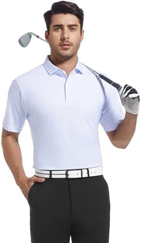 Alex Vando Mens Golf Shirt Moisture Wicking Classic Print Golf Shirts - Image 2