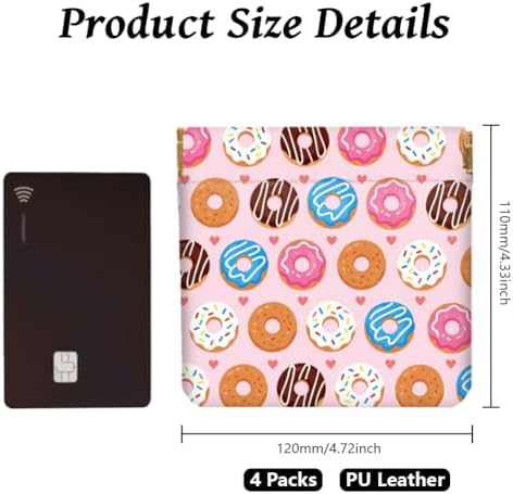 Peacoblue Donuts and Cakes Coin Purse, PU Leather Squeeze Pouch 4PCS - Image 2