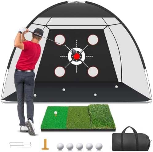 Golf Net, 10x7FT with Golf Practice Mat, Hitting Aid Nets by Unknown