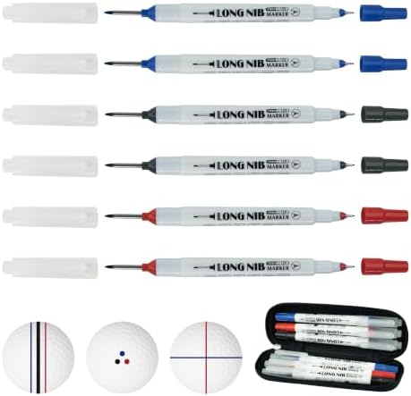 SANDIAN, 6 Pack, Golf Ball Aignment Lines Integrated Permanent Markers by SANDIAN