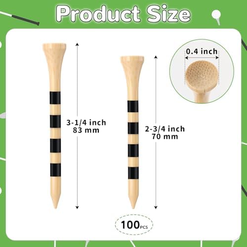 100 Pcs Wooden Golf Tees, 2-3/4 Inch Bamboo Golf Tees, Professional Natrual Tee - Image 2
