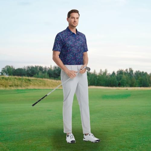 M MAELREG Mens Golf Shirt Short Sleeve Dry Fit Print Moisture Wicking - Image 2
