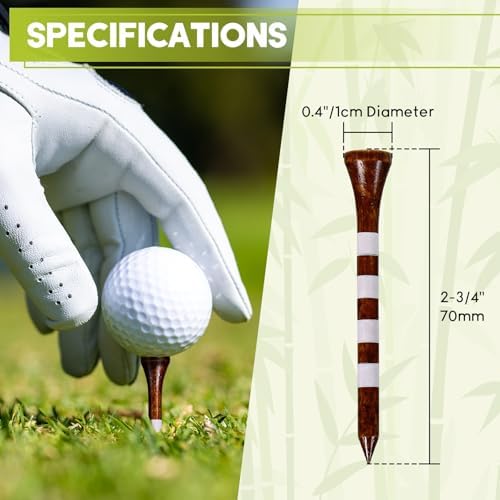 Bamboo Golf Tees 200 Pack 2-3/4 & 3-1/4 inch Length | 4 Line Marking Natrual - Image 2