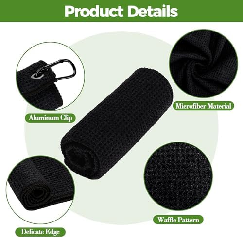 2 Pack Golf Towels with Club Brush, Microfiber Waffle Cleaning Set - Image 5