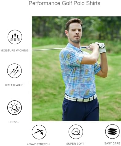 Alex Vando Mens Golf Shirt Moisture Wicking Print Performance Polo Shirt - Image 5