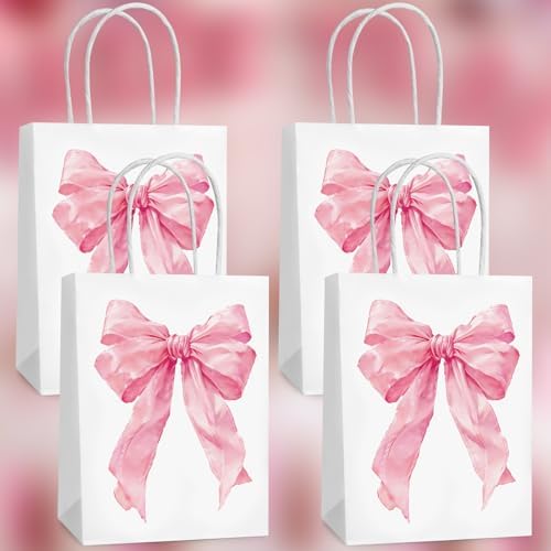 Hxezoc 12 Pieces Pink Bow Gift Bags - Image 3