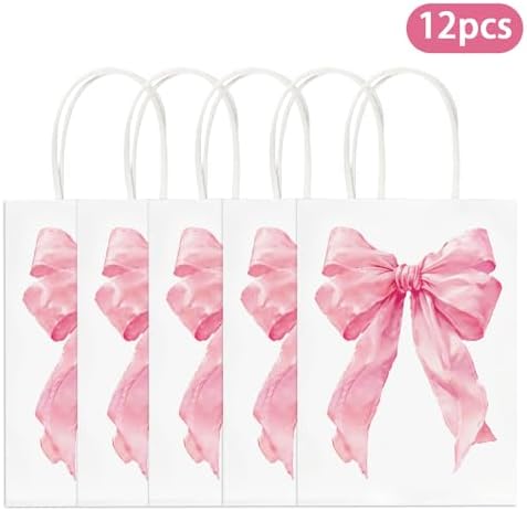 Hxezoc 12 Pieces Pink Bow Gift Bags - Image 6