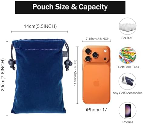 Lestyn Golf Tee Pouch with Drawstring, 5.7 x 7.87 Inch Small Accessories Bag - Image 2