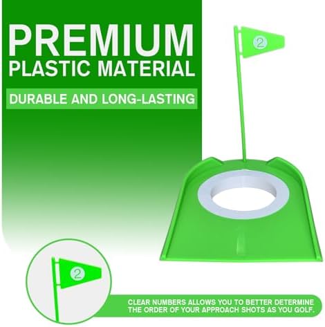 9 Pack Golf Putting Cups with Flags, Plastic Golf Training Aids with Golf Ball - Image 2
